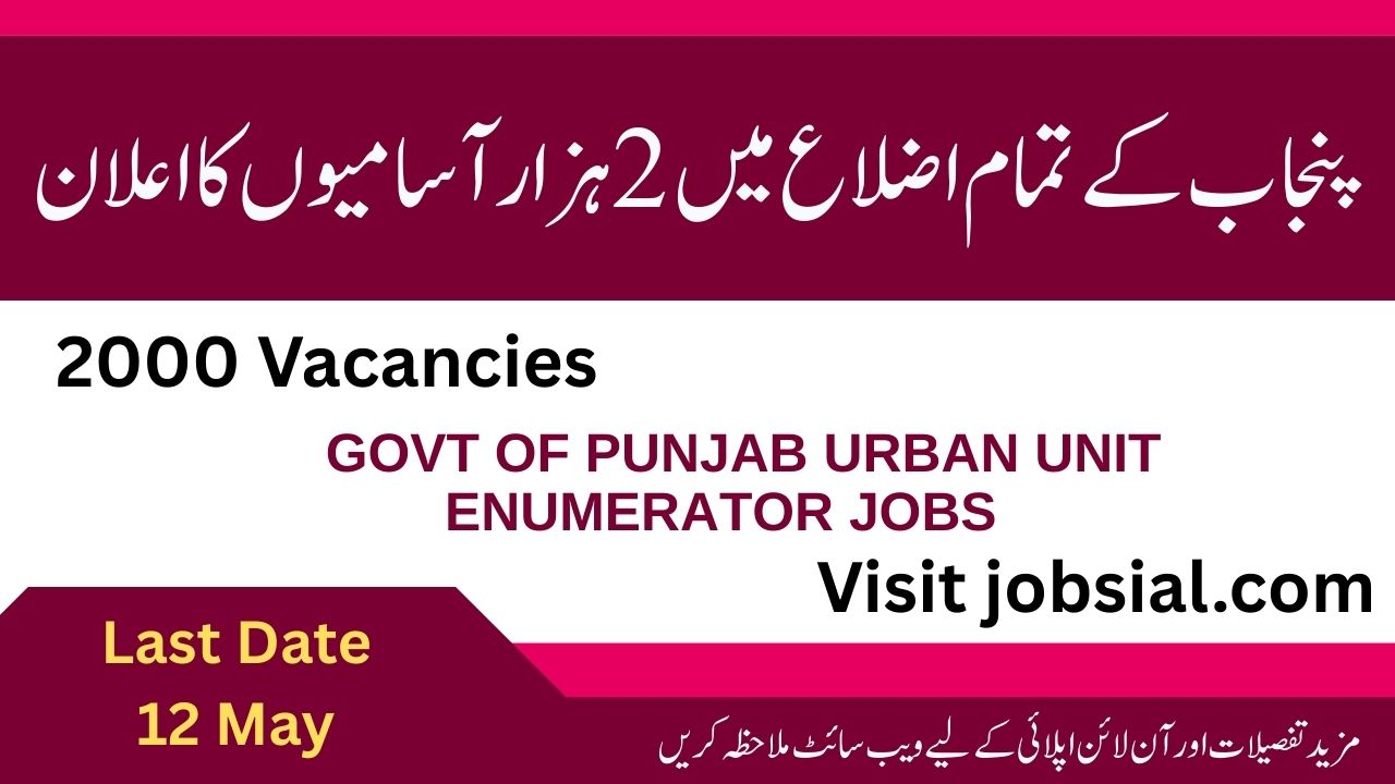 Govt of Punjab Urban Unit Enumerator Jobs 2025