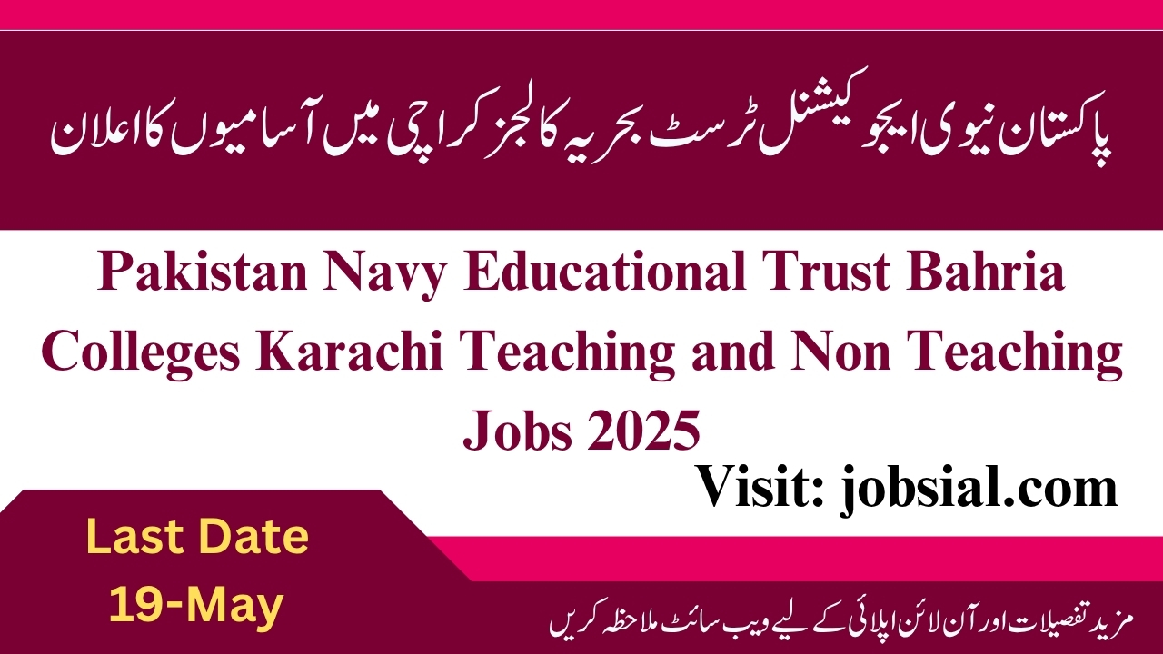 Pakistan Navy Educational Trust Bahria Colleges Karachi Jobs 2025