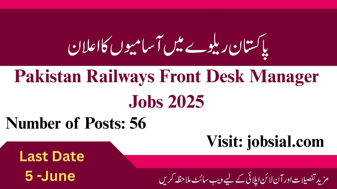 Pakistan Railways Front Desk Manager Jobs 2025