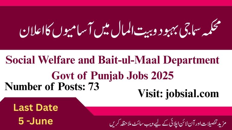 Social Welfare and Bait-ul-Maal Department Govt of Punjab Jobs 2025