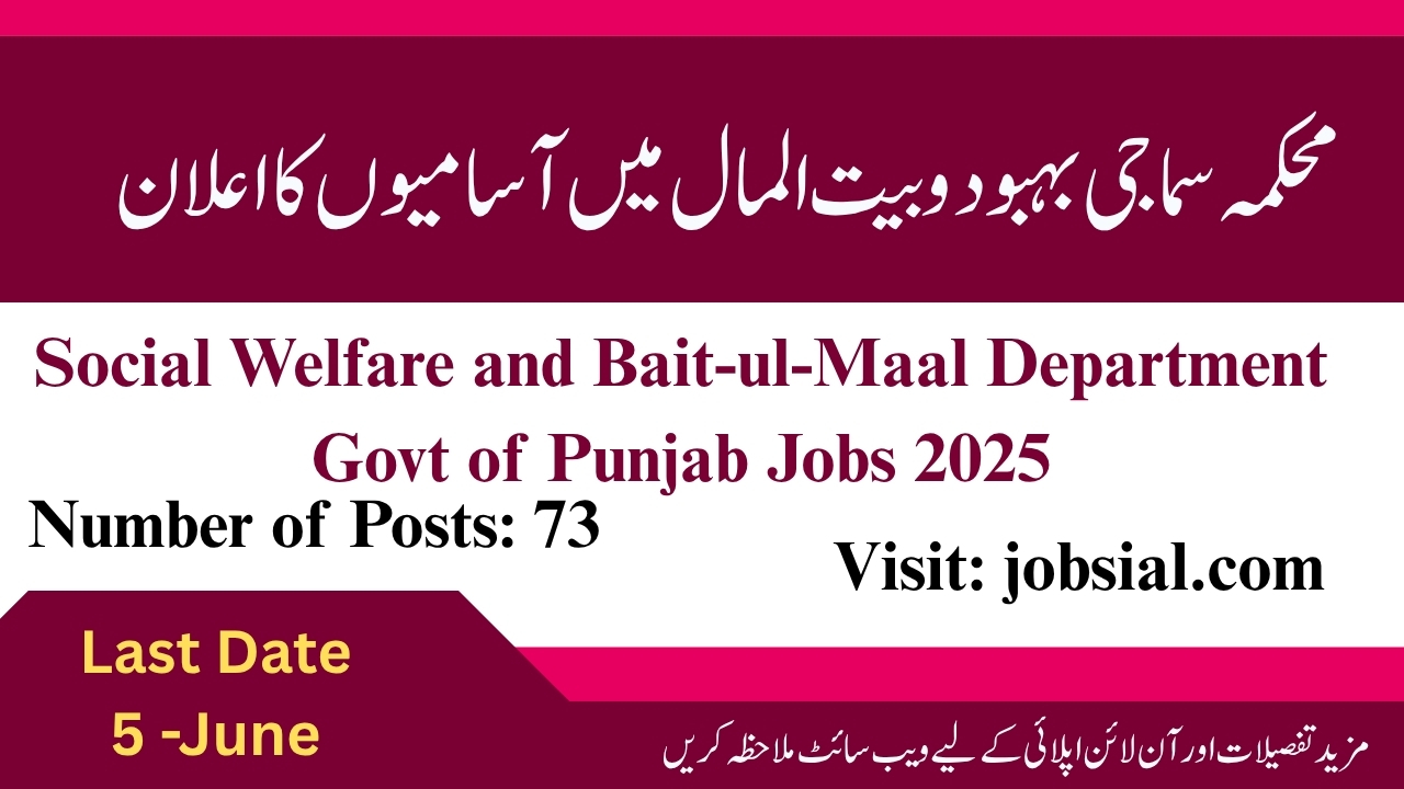Social Welfare and Bait-ul-Maal Department Govt of Punjab Jobs 2025