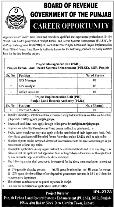 Board of Revenue Punjab Jobs 2025
