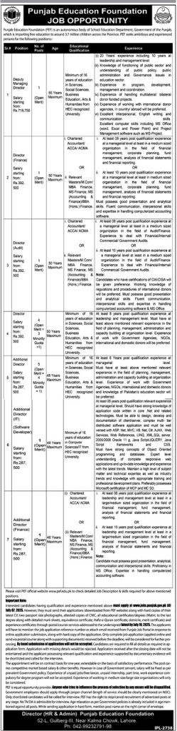 Punjab Education Foundation PEF Jobs 2025